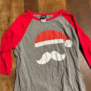 Modern Lux Red and Gray Santa Long Sleeve Tee